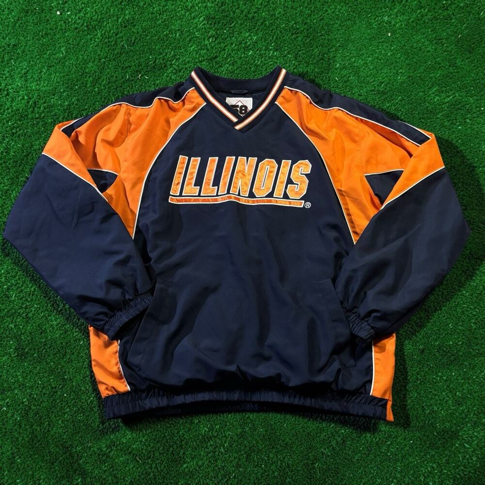Vintage 90s Illinois Fighting Illini Pullover Windbreaker Jacket 58 Sports Large